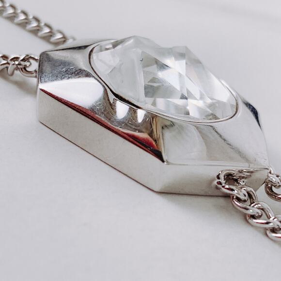 Atelier Swarovski Jean Paul Gaultier Crystal Pendant Necklace Silver Tone Modern - Picture 5 of 15